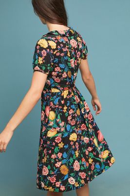 anthropologie blue floral dress