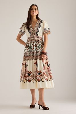 Farm Rio Anika Short-Sleeve Midi Dress