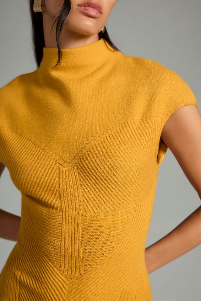 By Anthropologie Short-Sleeve Mock-Neck Sweater Dress #2