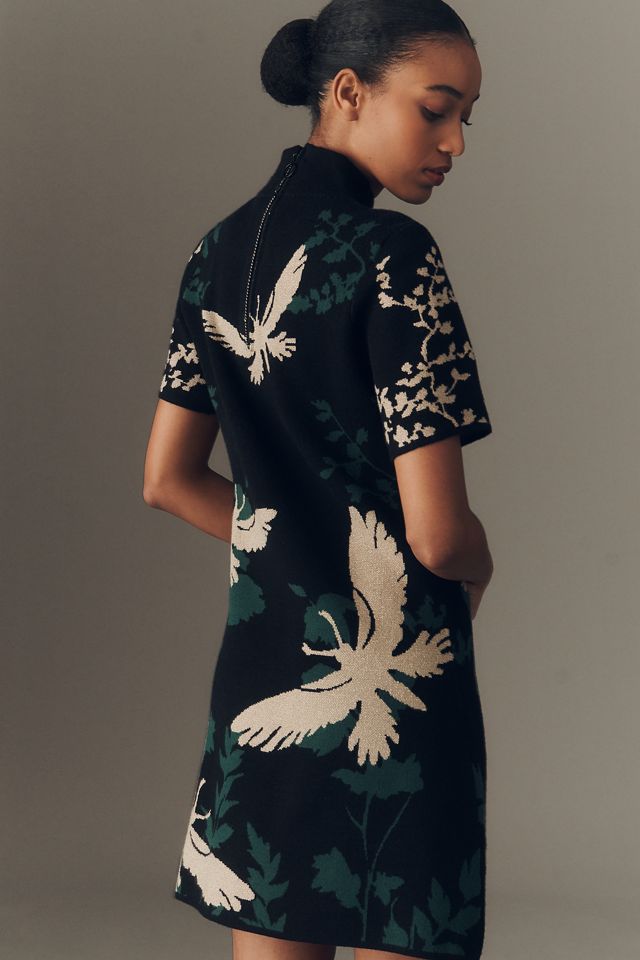 Robe droite courte à manches courtes et col montant par Anthropologie #1