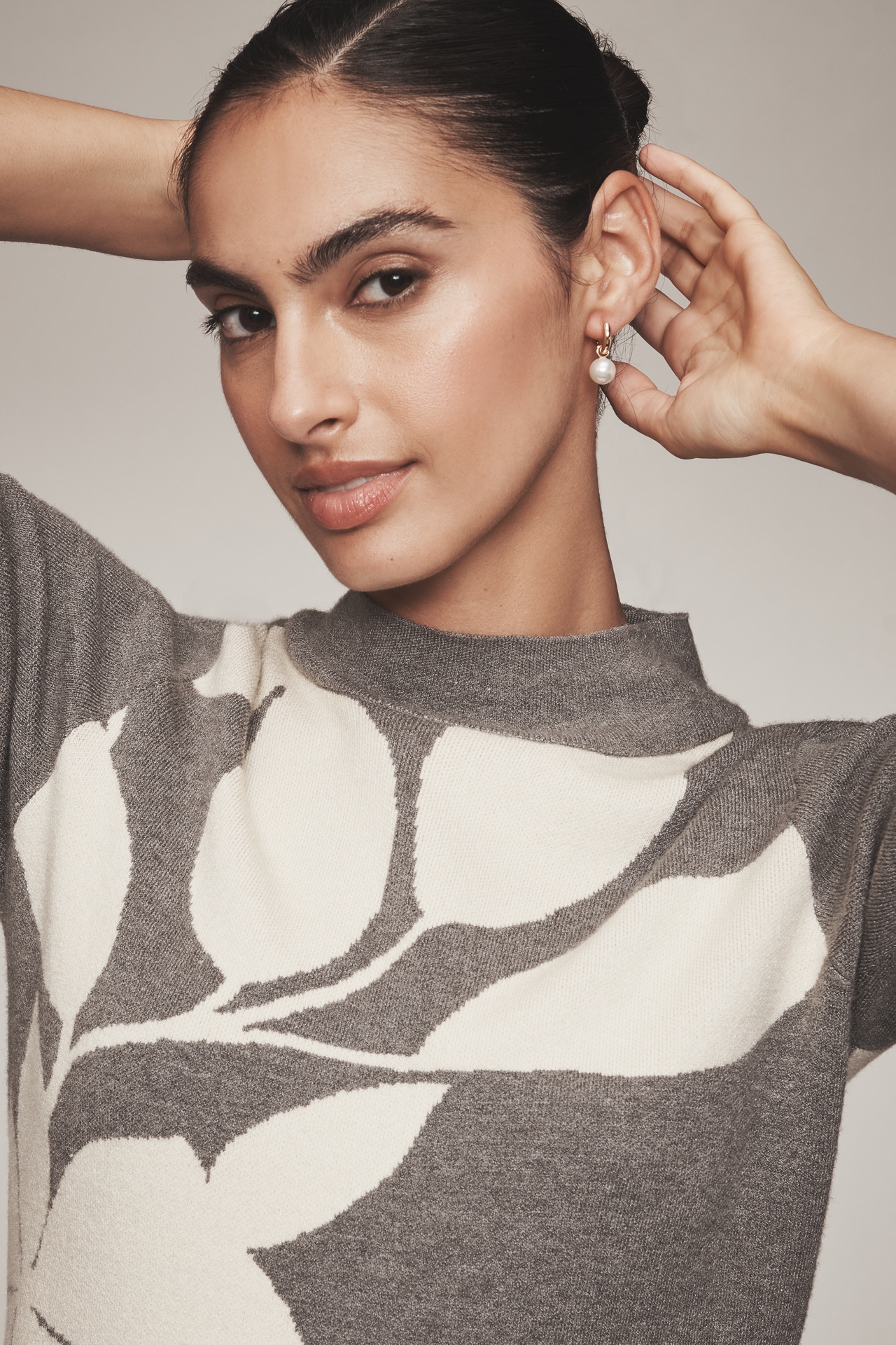 Nina Short-Sleeve Mock-Neck Mod Sweater Mini Dress