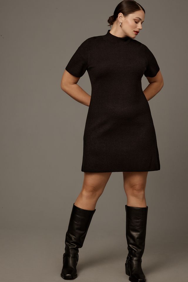 Animal Print Long Sleeve Mock Neck Mini Dress
