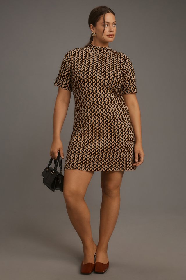 By Anthropologie Mock-Neck Short-Sleeve Mini Shift Dress #5