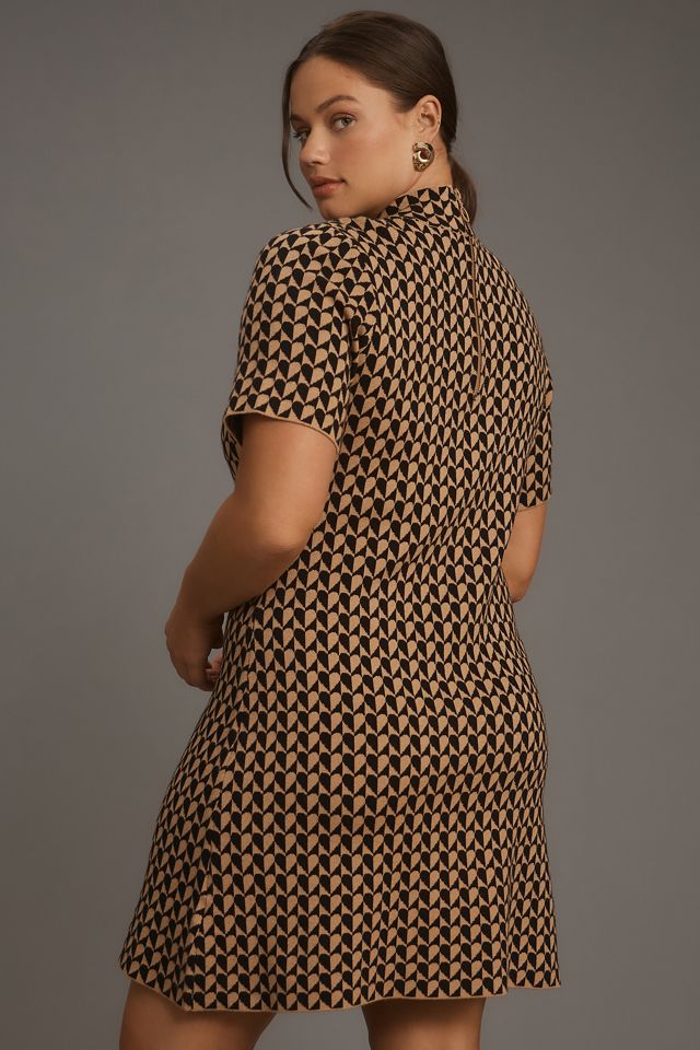 By Anthropologie Mock-Neck Short-Sleeve Mini Shift Dress #7