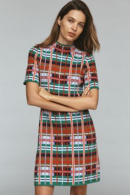 The Nina Short-Sleeve Mock-Neck Mod Mini Dress