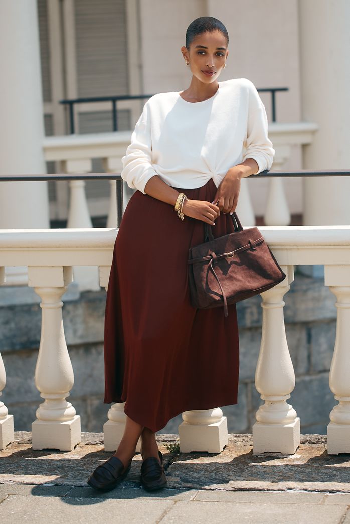 By Anthropologie Long-Sleeve Mockable Jumper & Midi Skirt