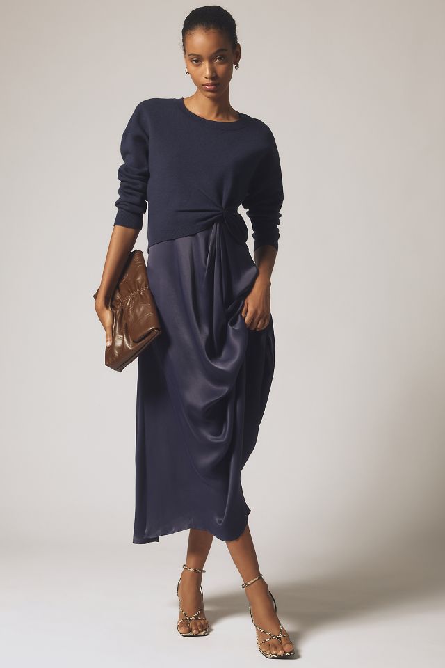 By Anthropologie Long Sleeve Mockable Jumper Midi Dress