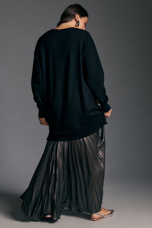 taylor long sleeve pleated skirt sweater maxi dress Women's Taylor Twofer Sweater Dress & Satin Skirt
