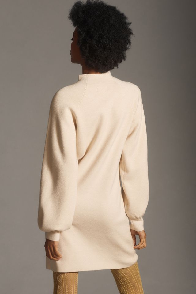 white christmas dresses Beau Cream Turtleneck Sweater Mini Dress