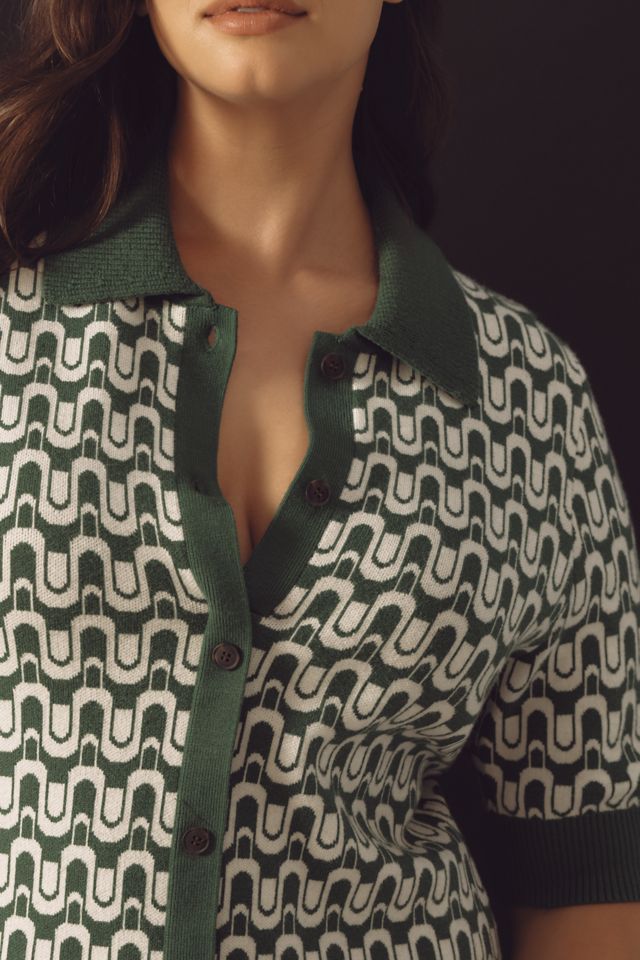 sandro green knit dress Shop Gwenn Knit Dress With Polo Neck Dark Green for Woman Online