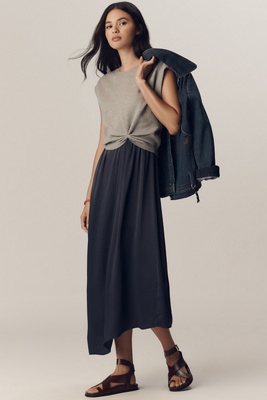 By Anthropologie The Gemini Cap-sleeve Sweater + Tank Dress Set In Blue