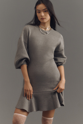 Robe Tricotée à Manches 3/4 et Volants Par Anthropologie par taille: XS - By Anthropologie - Modalova