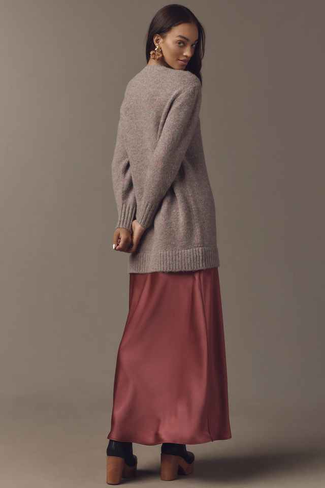 By Anthropologie Long-Sleeve Twofer Sweater Slip Midi Dress #1