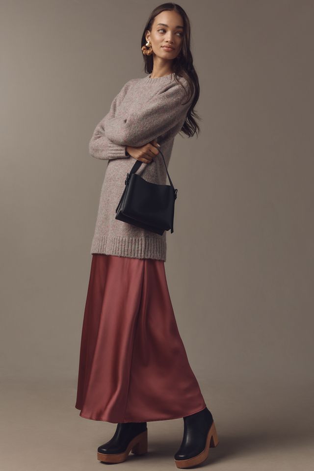 By Anthropologie Long-Sleeve Twofer Sweater Slip Midi Dress #3