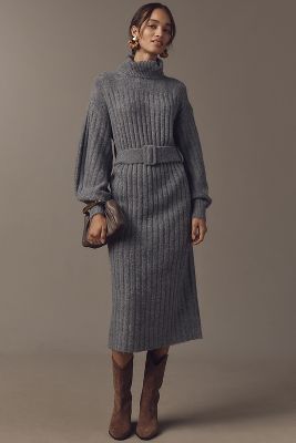 belted crossover midi sweater dress Halara Crossover V Neck Batwing Long Sleeve Belted Mini Casual Sweater Dress - Forget-Me-Not