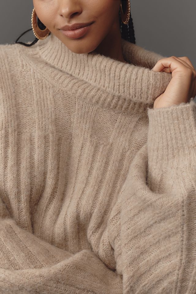 By Anthropologie Long-Sleeve Turtleneck Belted Sweater Midi Dress #6