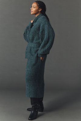 By Anthropologie Long-Sleeve Turtleneck Belted Sweater Midi Dress