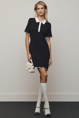 The Nina Short-Sleeve Scallop Mod Mini Dress