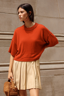 By Anthropologie Goldie Wool Cashmere Twofer Mini Dress In Red
