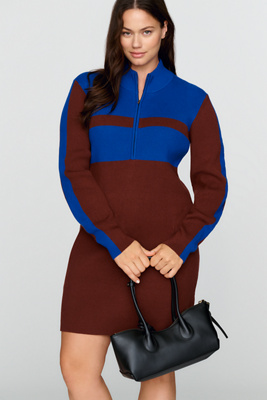 Maeve Quarter Zip Knit Mini Dress by Anthropologie