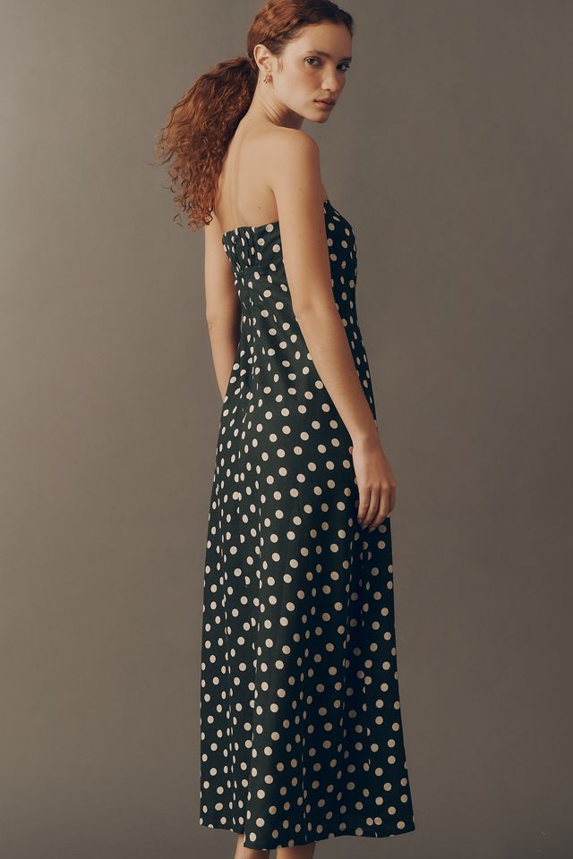 Linen Strapless Midi Dress by Sunday Ritual in Green, Size: Small at Anthropologie