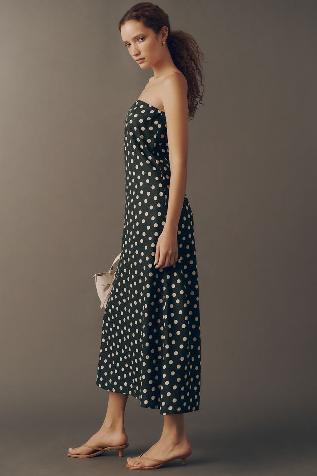 by anthropologie strapless linen plunge-neck midi dress Strapless Linen Plunge-Neck Midi Dress