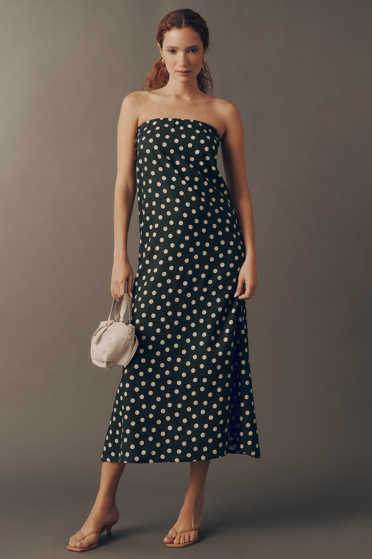 Sunday Ritual Linen Strapless Midi Dress
