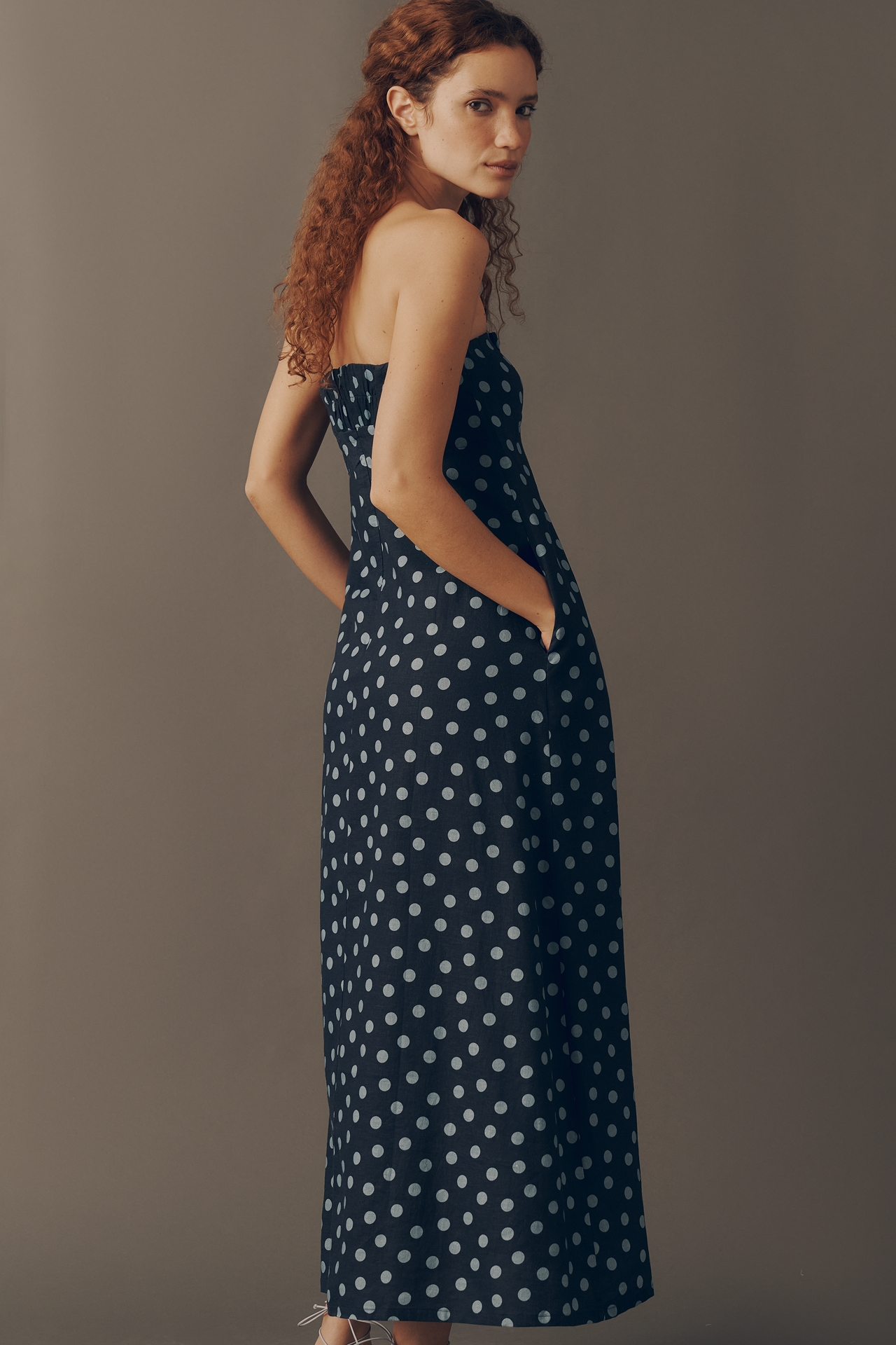 Sunday Ritual Linen Strapless Midi Dress