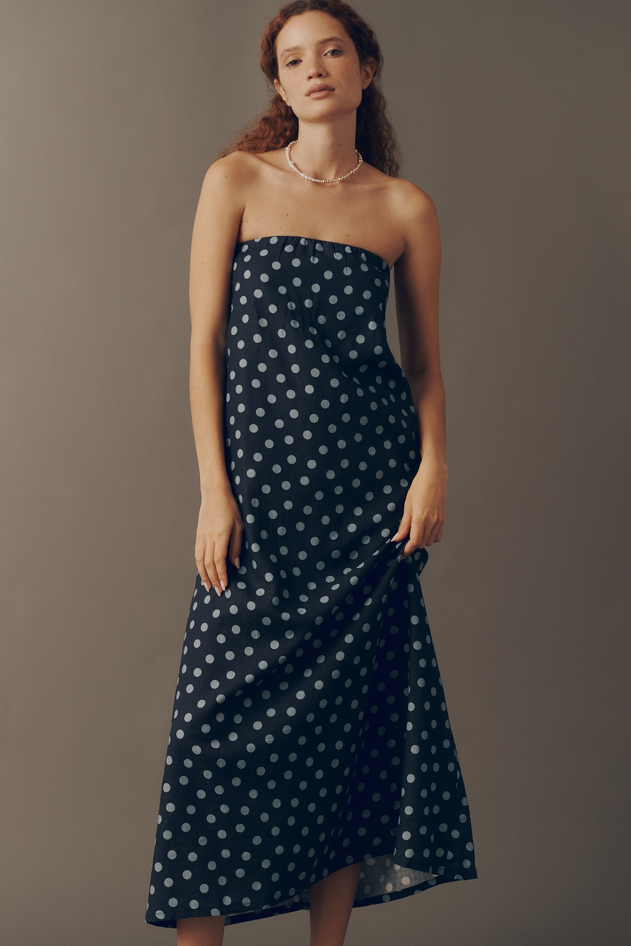 Sunday Ritual Linen Strapless Midi Dress