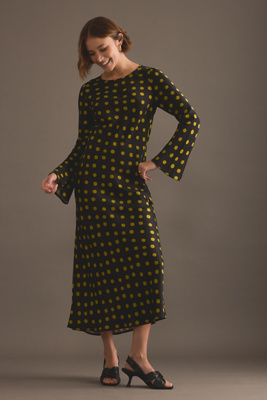 KITRI Keira Polka Dot Satin Midi Dress