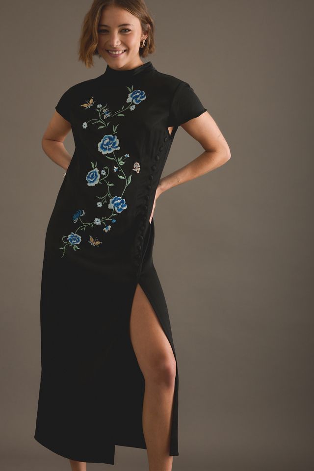 KITRI Elspeth Satin Embroidered Midi Dress #2