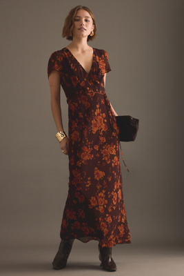 KITRI Talia Autumn Rose Print Maxi Dress