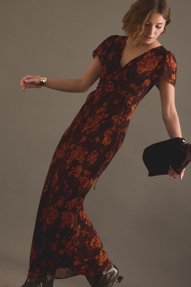 KITRI Talia Maxikleid mit Herbstrosen-Print #3