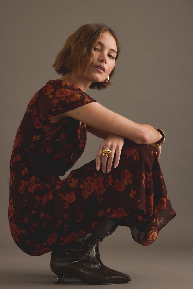 KITRI Talia Maxikleid mit Herbstrosen-Print #4