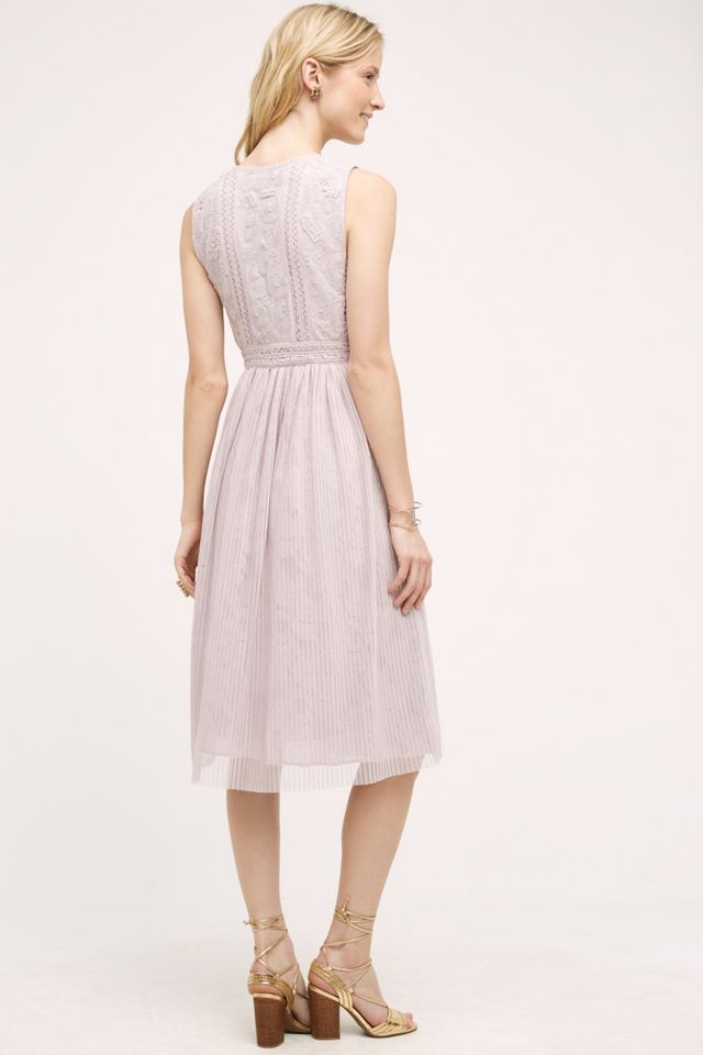 Embroidered Lace-Up Midi Dress #1