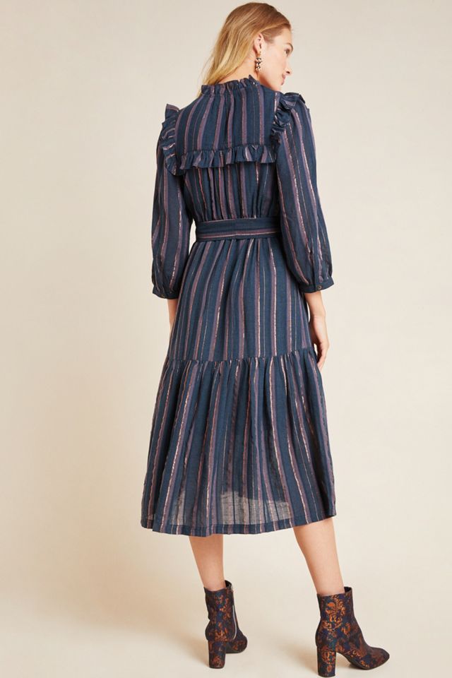 Midnight Ruffled Midi Dress #1