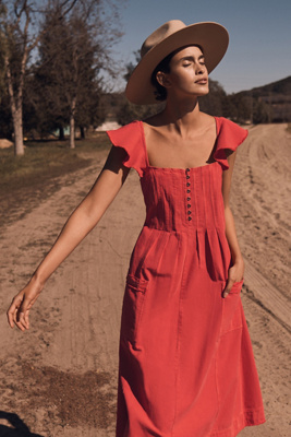 Pilcro Flutter Sleeve Midi Dress | Anthropologie