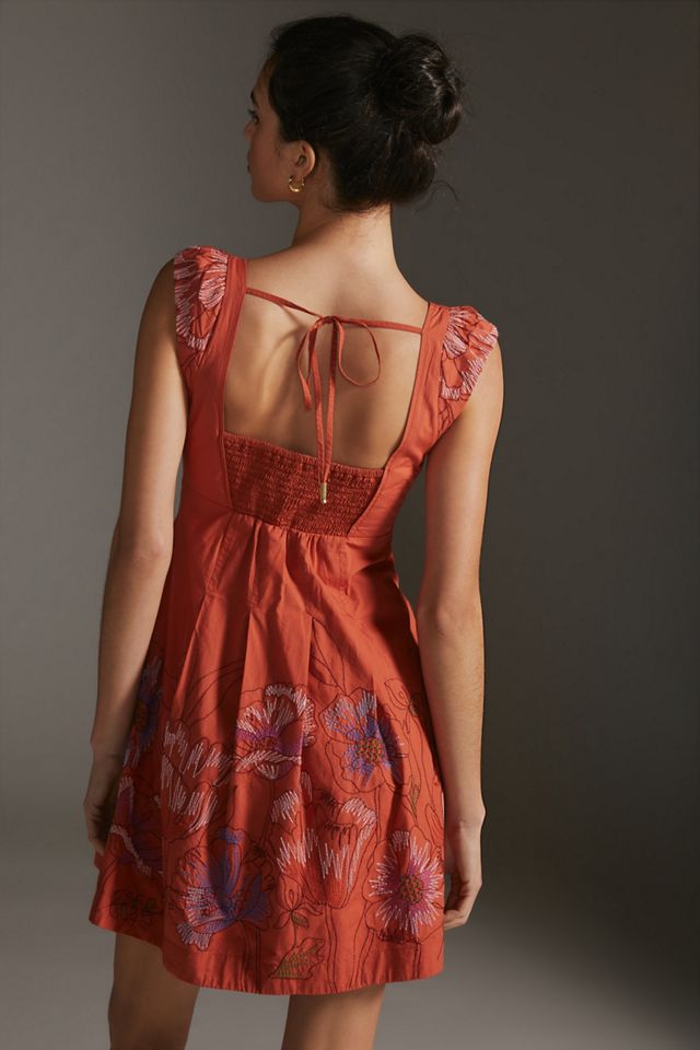 By Anthropologie Embroidered Mini Dress