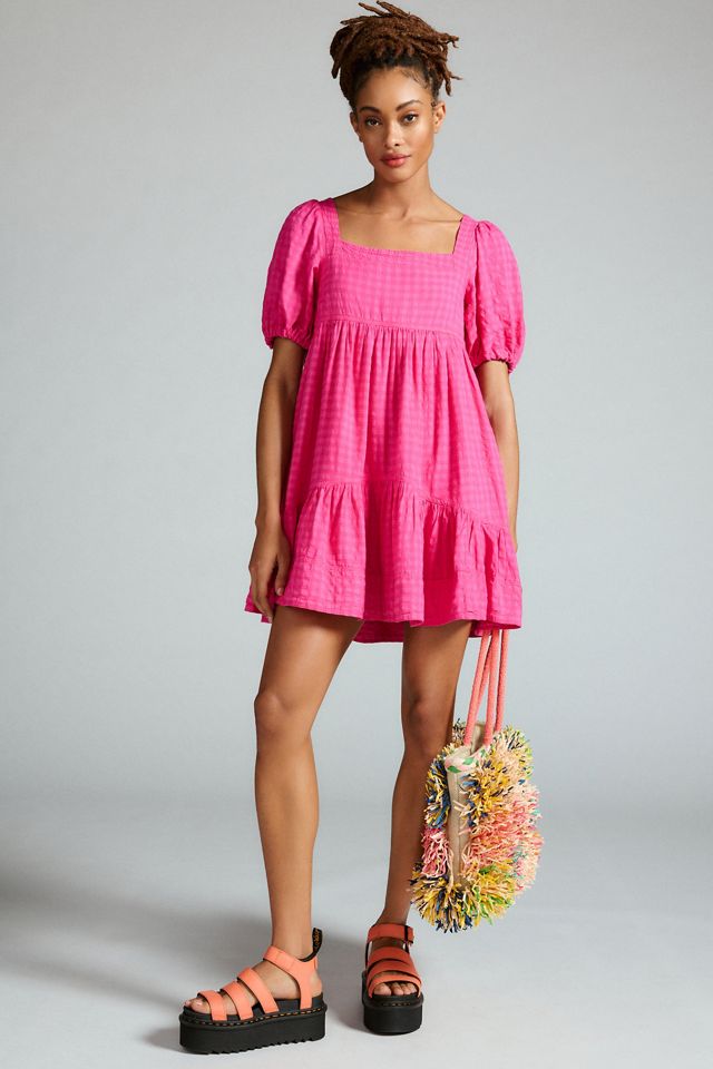 Pilcro Square-Neck Textured Babydoll Mini Dress | Anthropologie UK