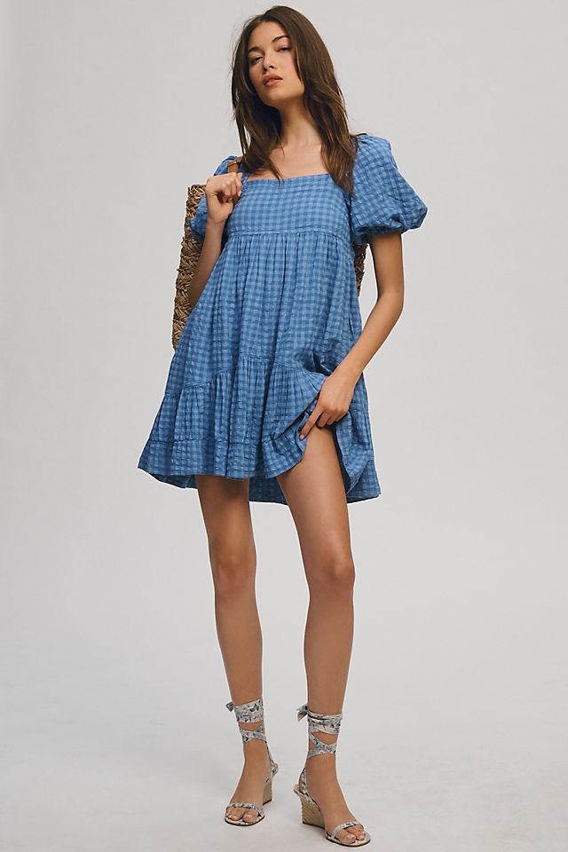 Pilcro Square-Neck Textured Babydoll Dress