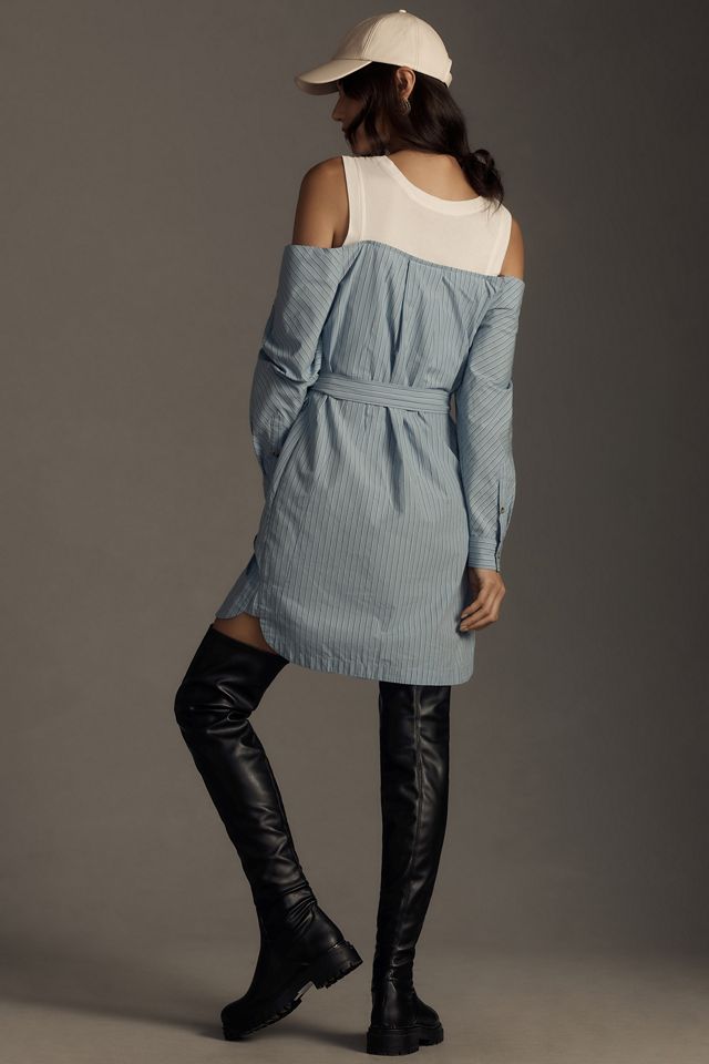 By Anthropologie Long-Sleeve Wrap Mini Tank Shirt Dress #1