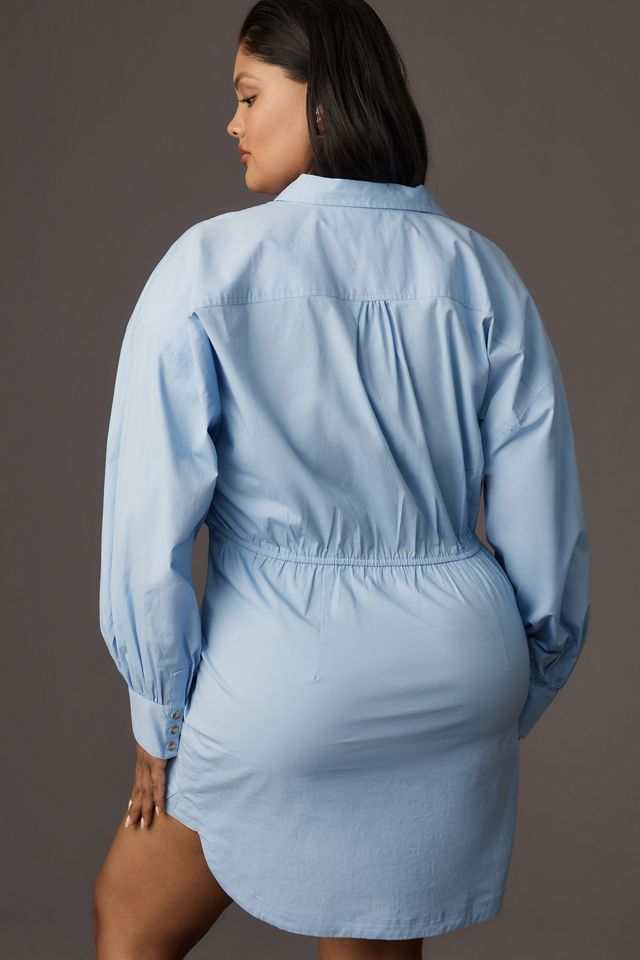 Maeve Long-Sleeve Poplin Mini Shirt Dress #6