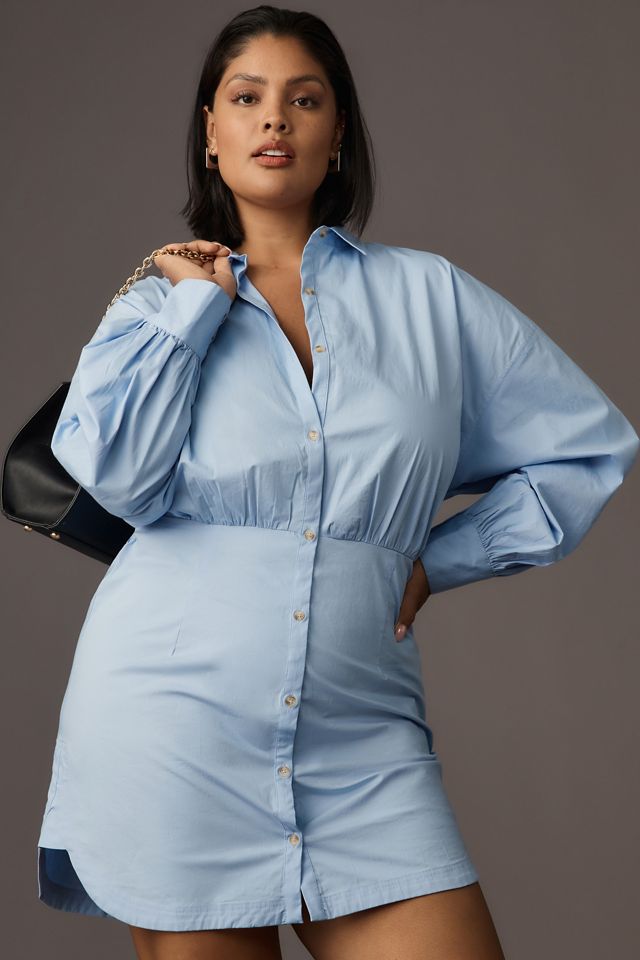 Maeve Long-Sleeve Poplin Mini Shirt Dress #4