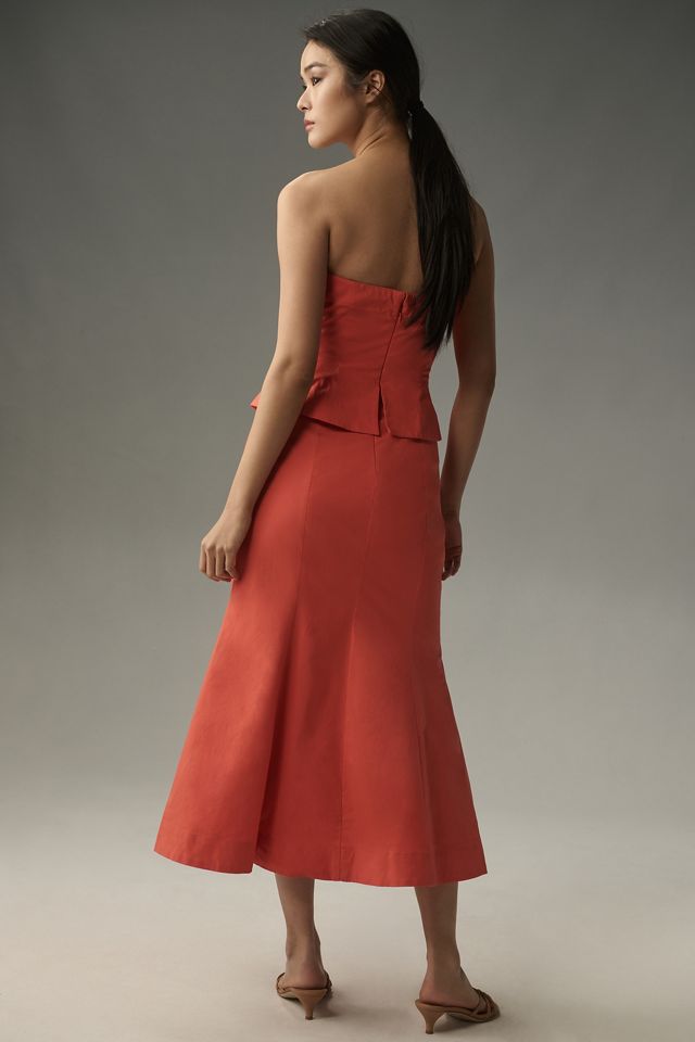 green emerald velvet dress Maeve Strapless Belted Midi Dress main image 1