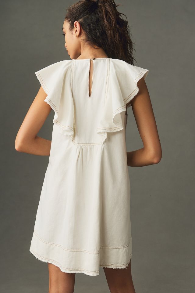 pilcro-v-neck-ruffle-linen-mini-dress-anthropologie