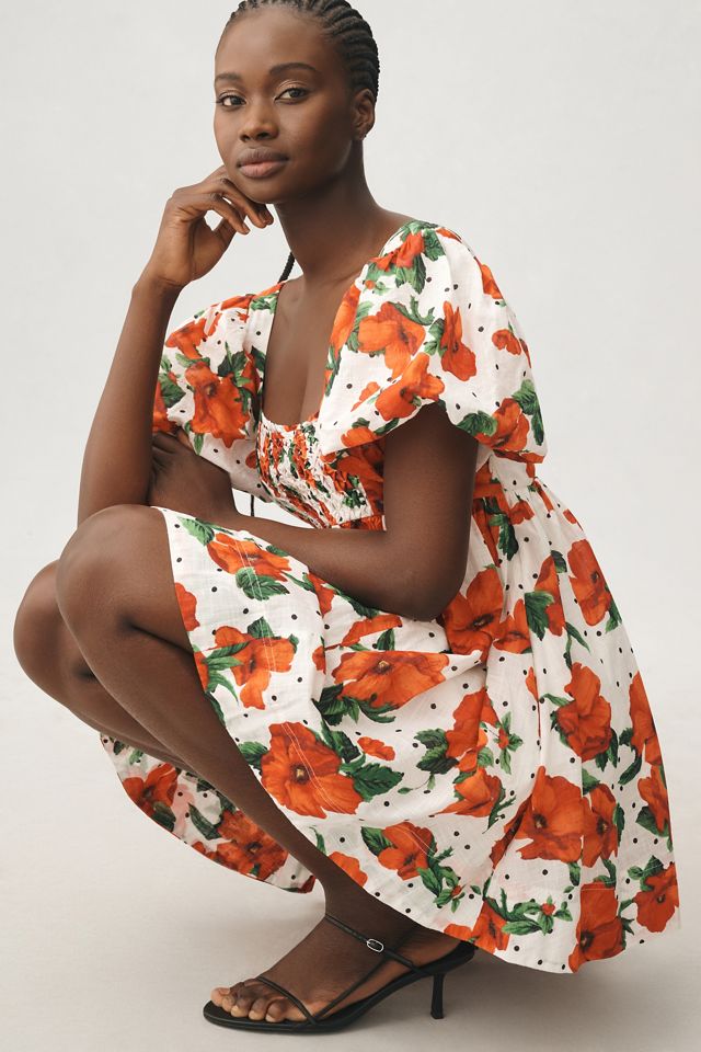 Maeve Square-Neck Smocked Babydoll Dress #1
