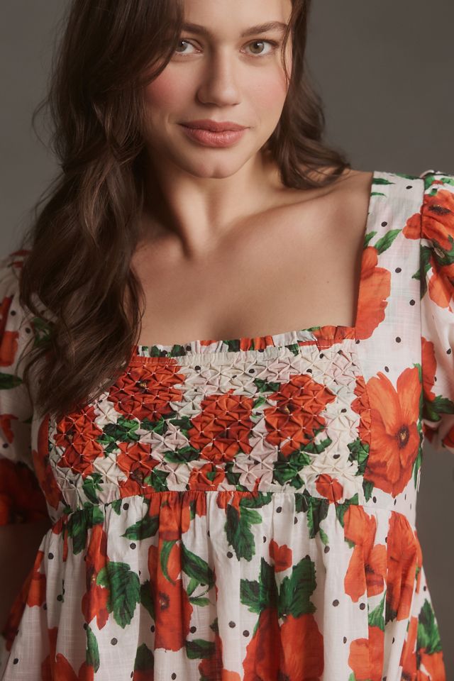 Maeve Square-Neck Smocked Babydoll Dress #7