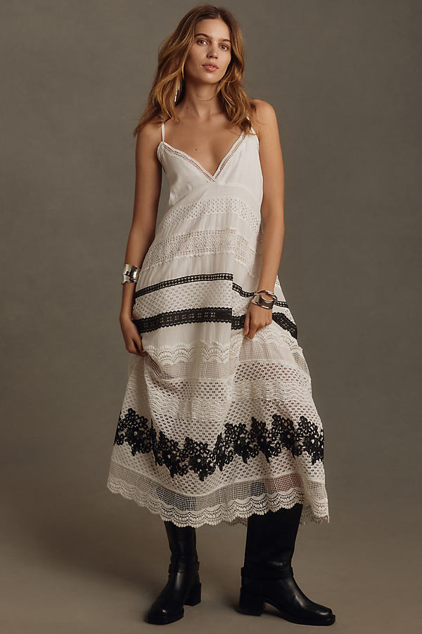 By Anthropologie Sleeveless V-Neck Lace Maxi Dress