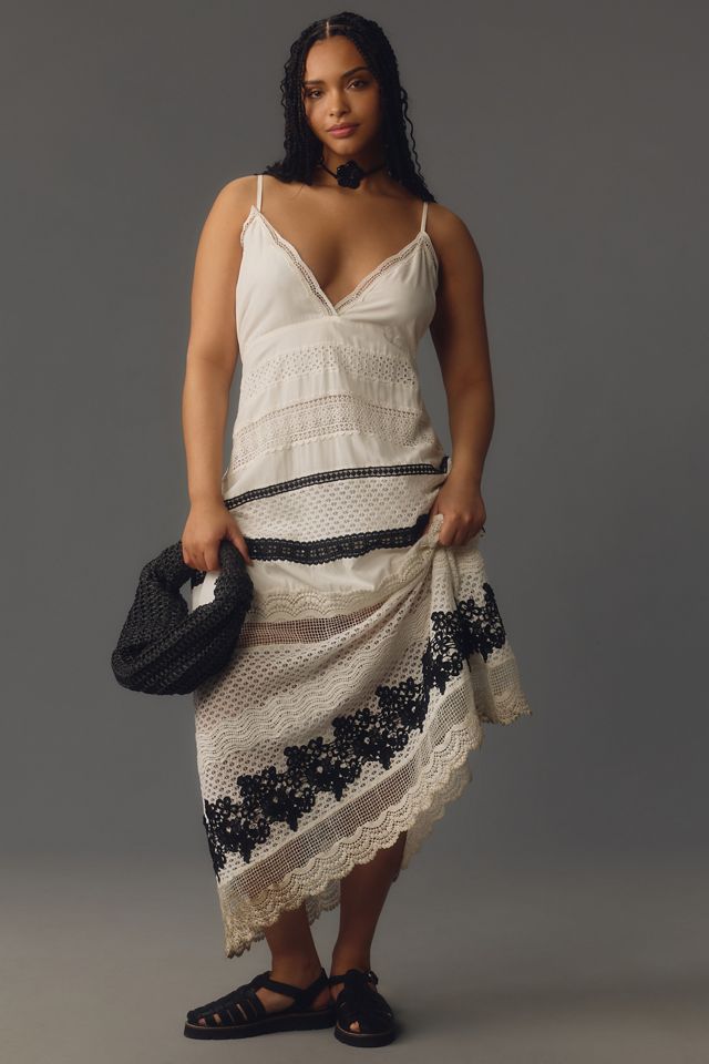 Anthropologie Forever That Girl Sleeveless Lace Midi Dress $198 LP White