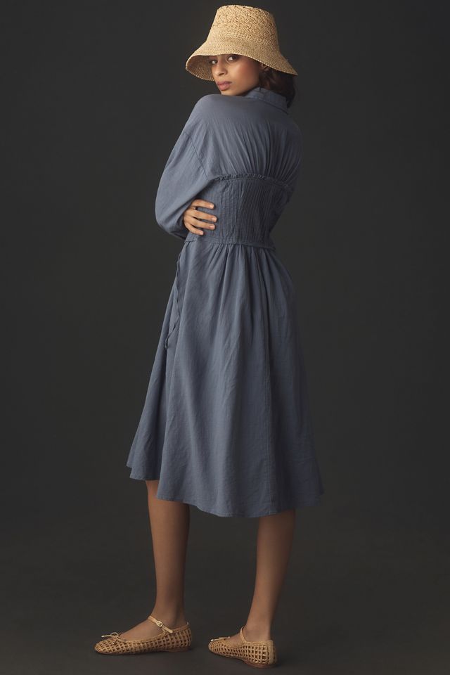 Pilcro Corset Midi Shirt Dress | Anthropologie